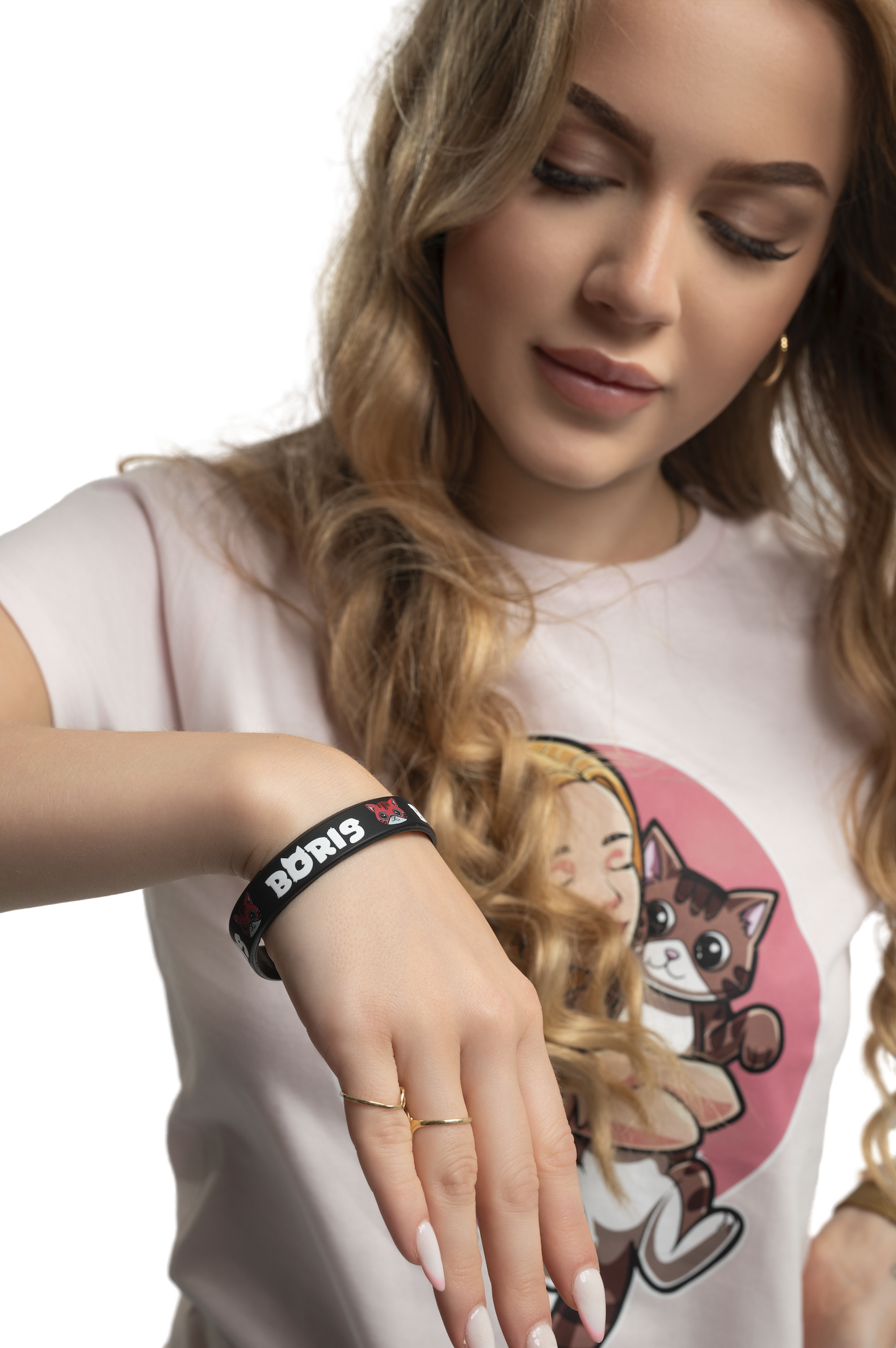 Gumi karkötő CAT BORIS - fekete