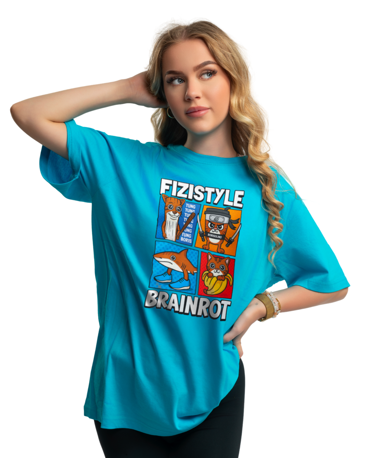Limitowany T-shirt FIZISTYLE BRAINROT - Niebieski