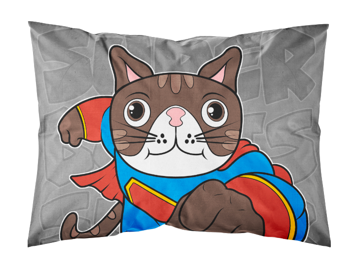 Bedding 3D 140x200, 70x90cm Boris the cat - Superhero