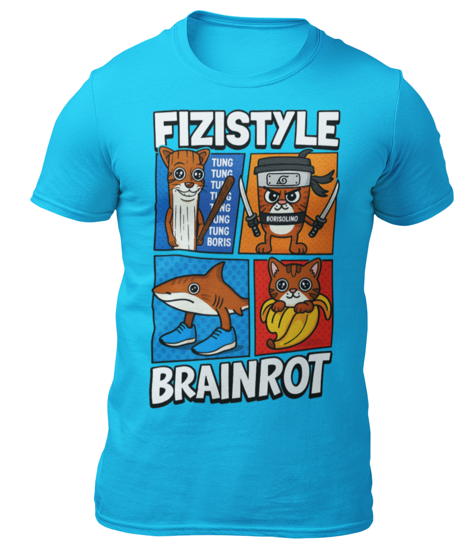Limitowany T-shirt FIZISTYLE BRAINROT - Niebieski