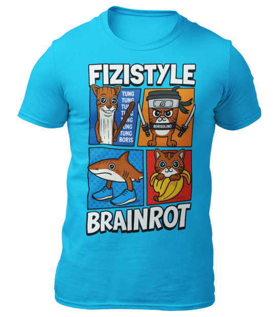 Limitowany T-shirt FIZISTYLE BRAINROT - Niebieski
